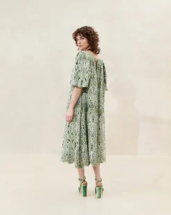 Mimi Blue Puff-Sleeve Dress