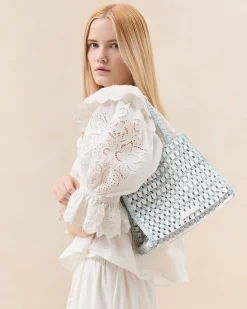 Missy Blue/Cream Crochet Tote