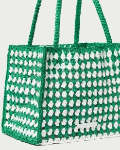 Missy Green/Cream Crochet Tote