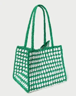 Missy Green/Cream Crochet Tote