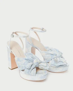 Natalia Blue Floral Bow Heel