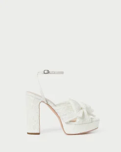 Natalia White Lace Bow Heel