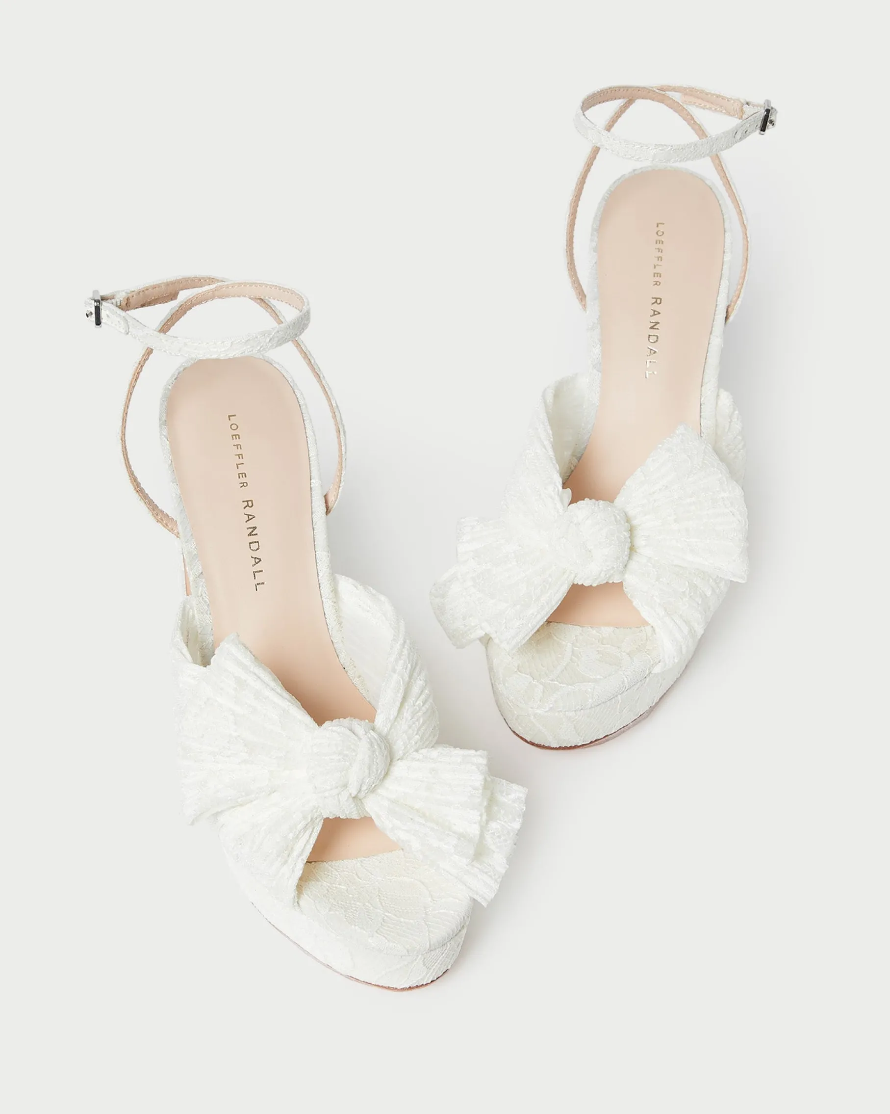 Natalia White Lace Bow Heel