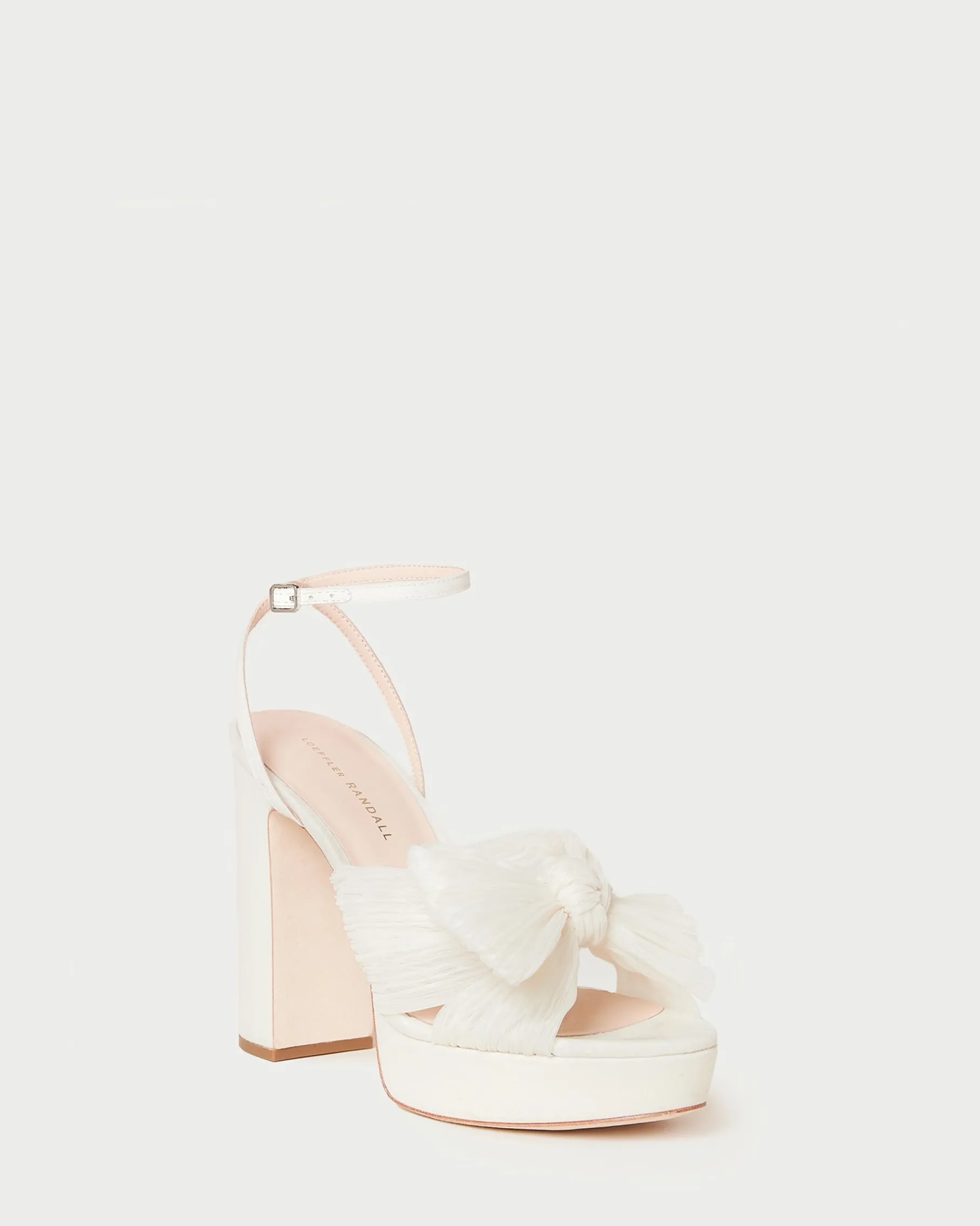 Natalia White Lace Bow Heel