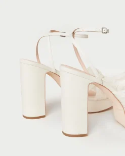 Natalia White Lace Bow Heel
