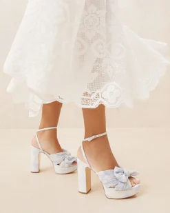 Natalia White Lace Bow Heel