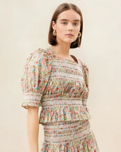 Nicola Red Floral Cinched Blouse