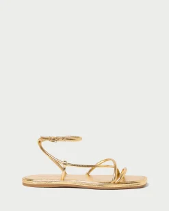 Noor Gold Leather Flat Sandal