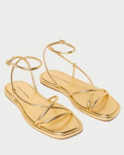 Noor Gold Leather Flat Sandal