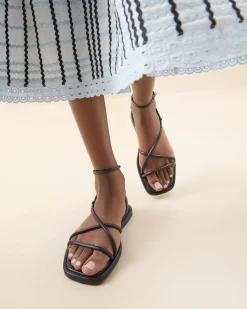 Noor Gold Leather Flat Sandal