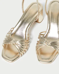Olivia Champagne Knot Mid-Heel Sandal