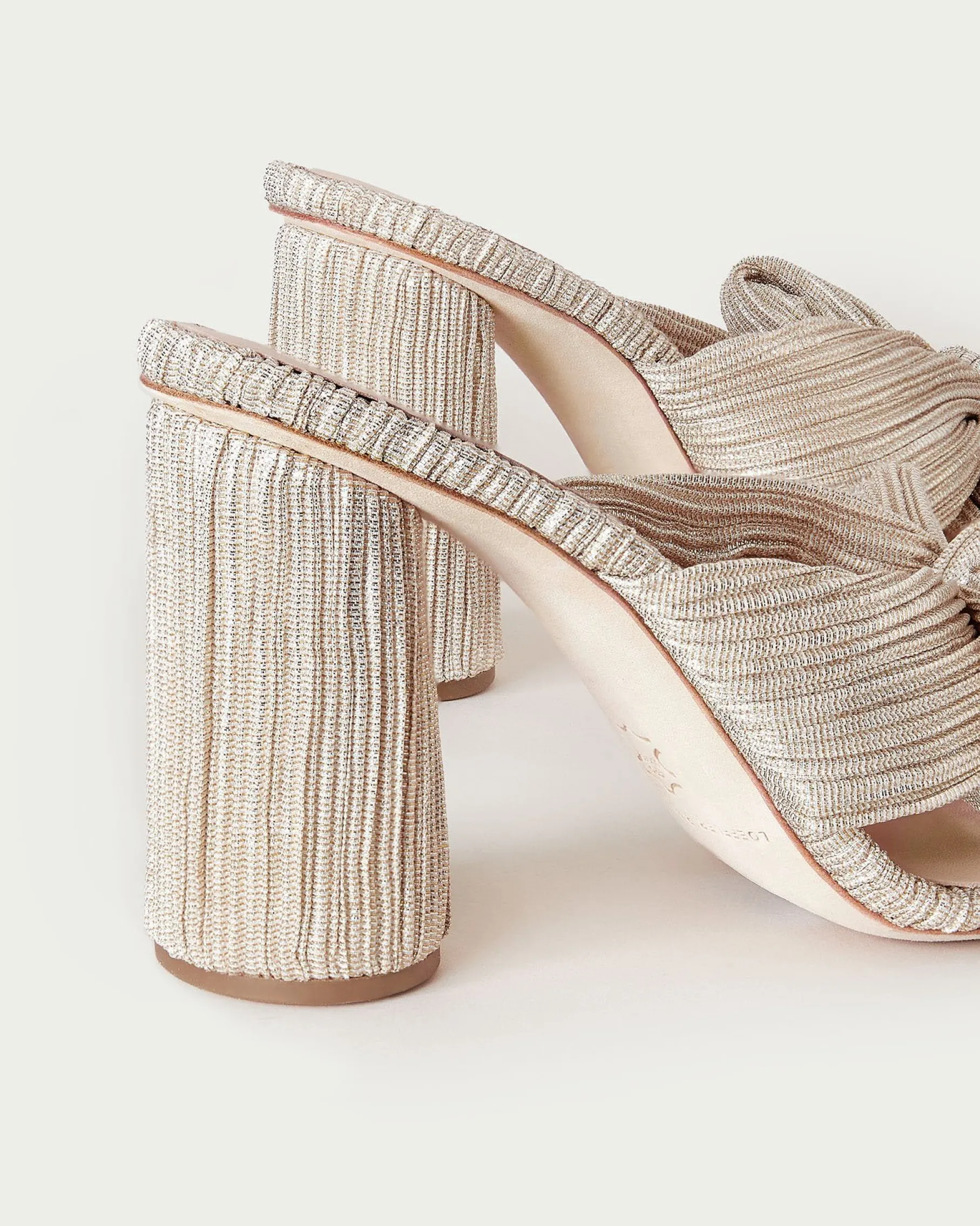 Penny Champagne Pleated Bow Heel