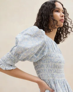 Quinn Blue Floral Cinched Dress