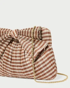Rayne Brown Gingham Bow Clutch