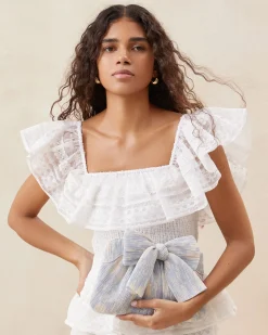 Rayne Brown Gingham Bow Clutch