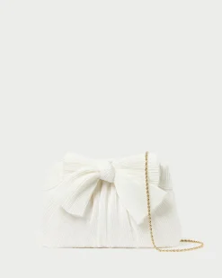 Rayne White Pleated Bow Clutch