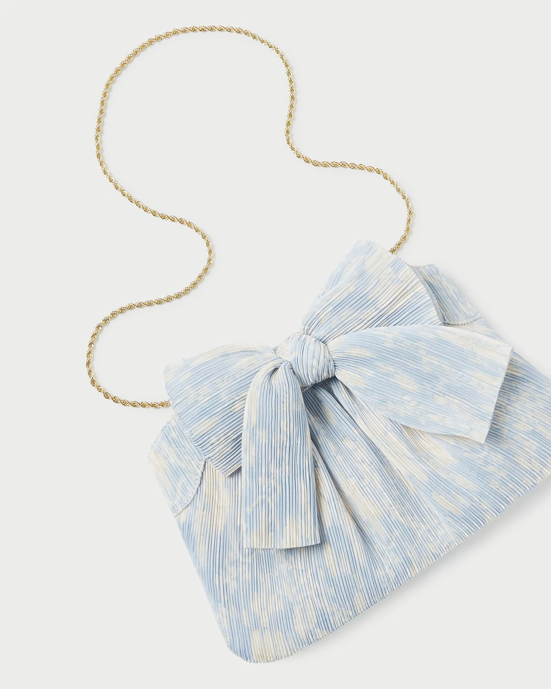 Rayne White Pleated Bow Clutch