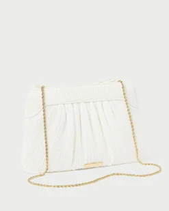 Rayne White Pleated Bow Clutch