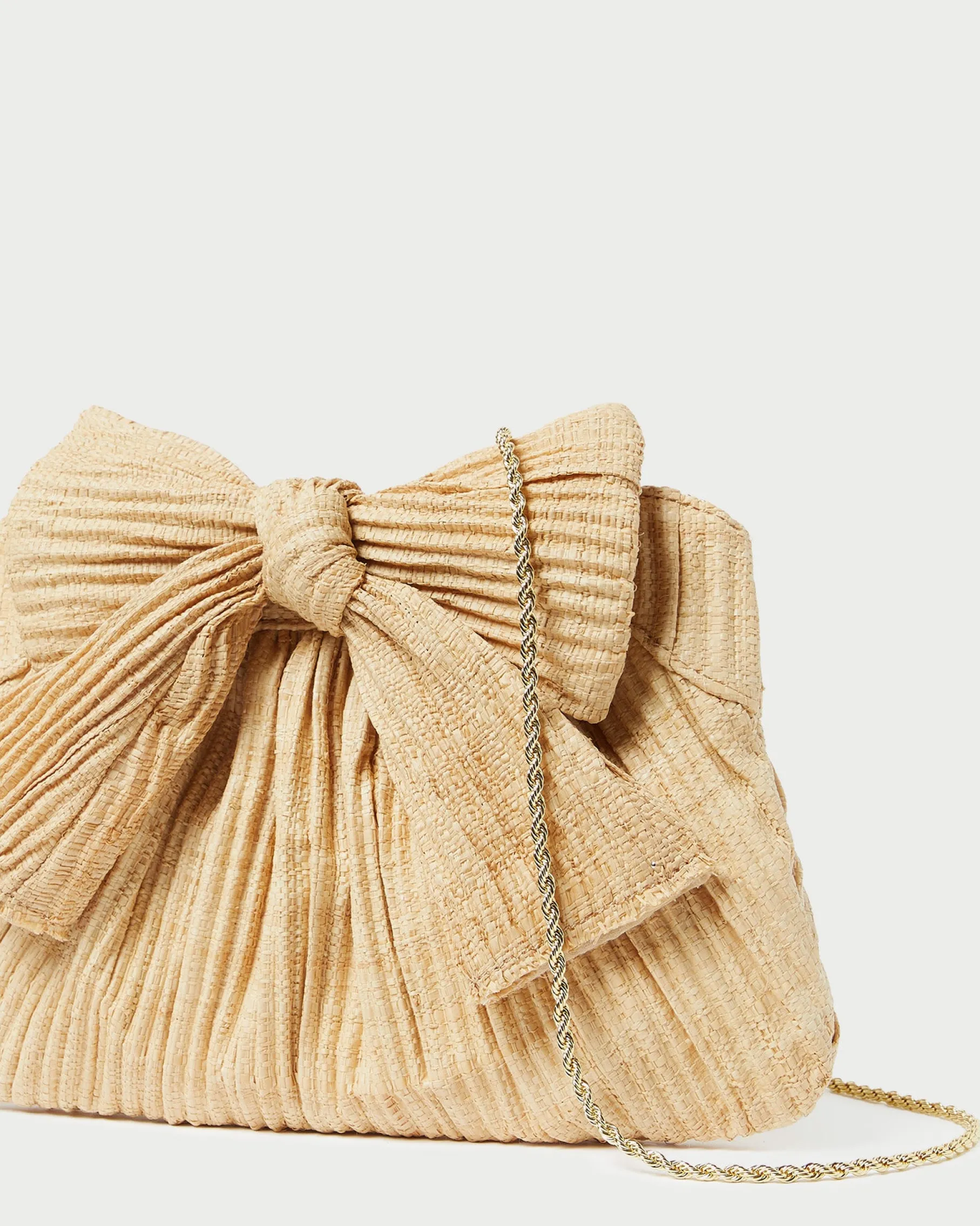 Rayne White Pleated Bow Clutch