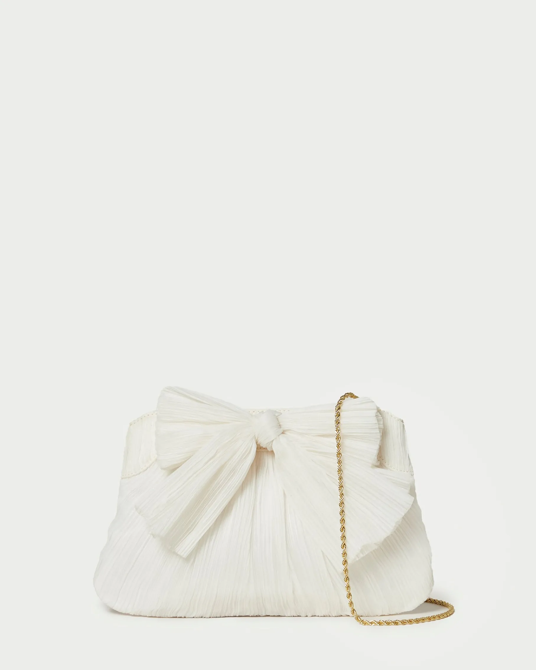 Rayne White Pleated Bow Clutch