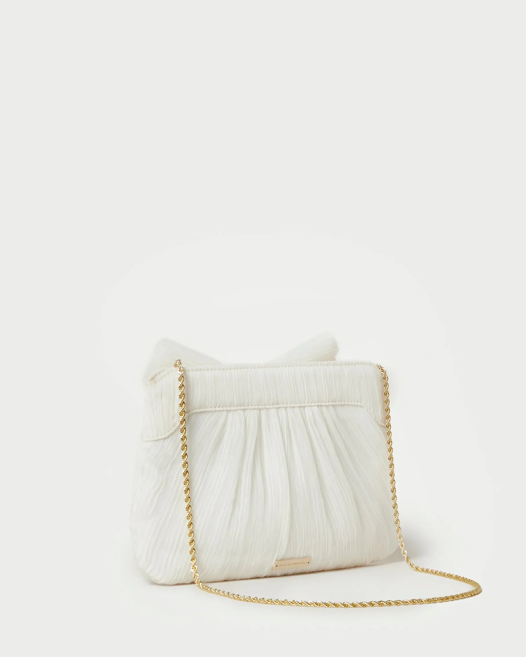 Rayne White Pleated Bow Clutch