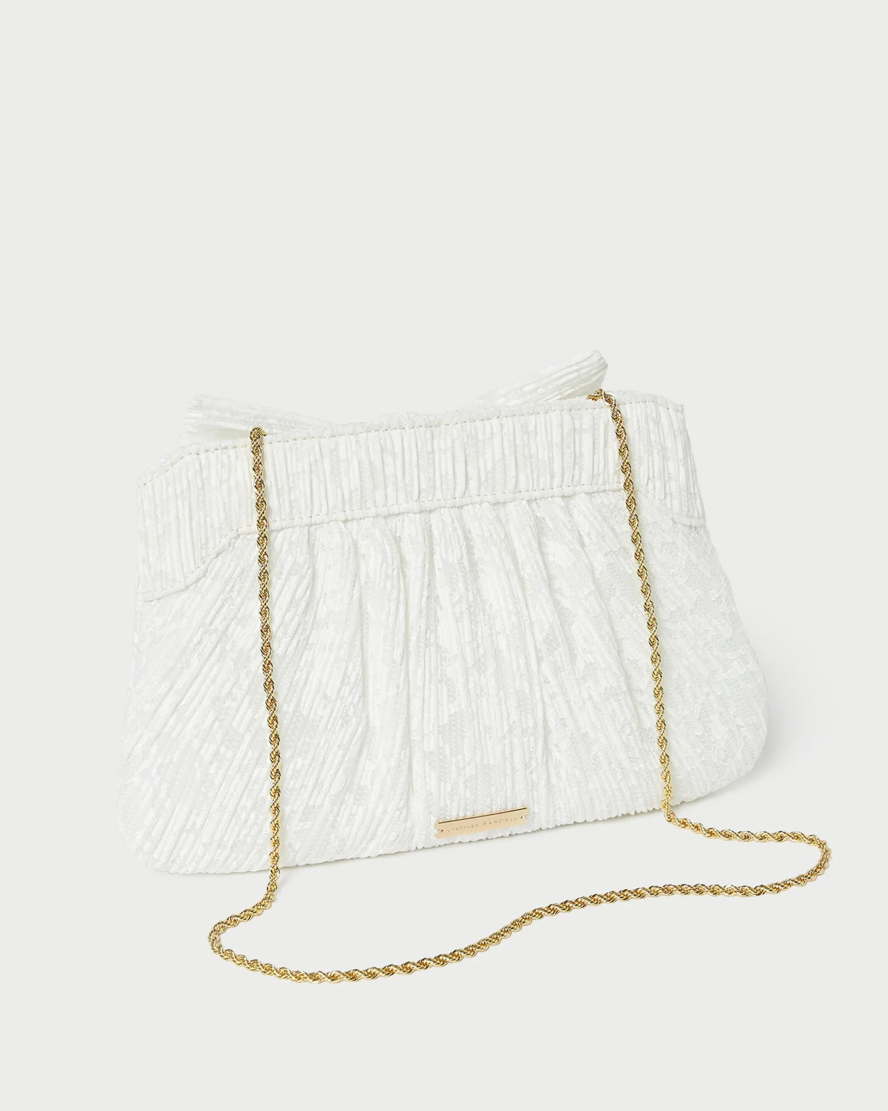 Rayne White Pleated Bow Clutch