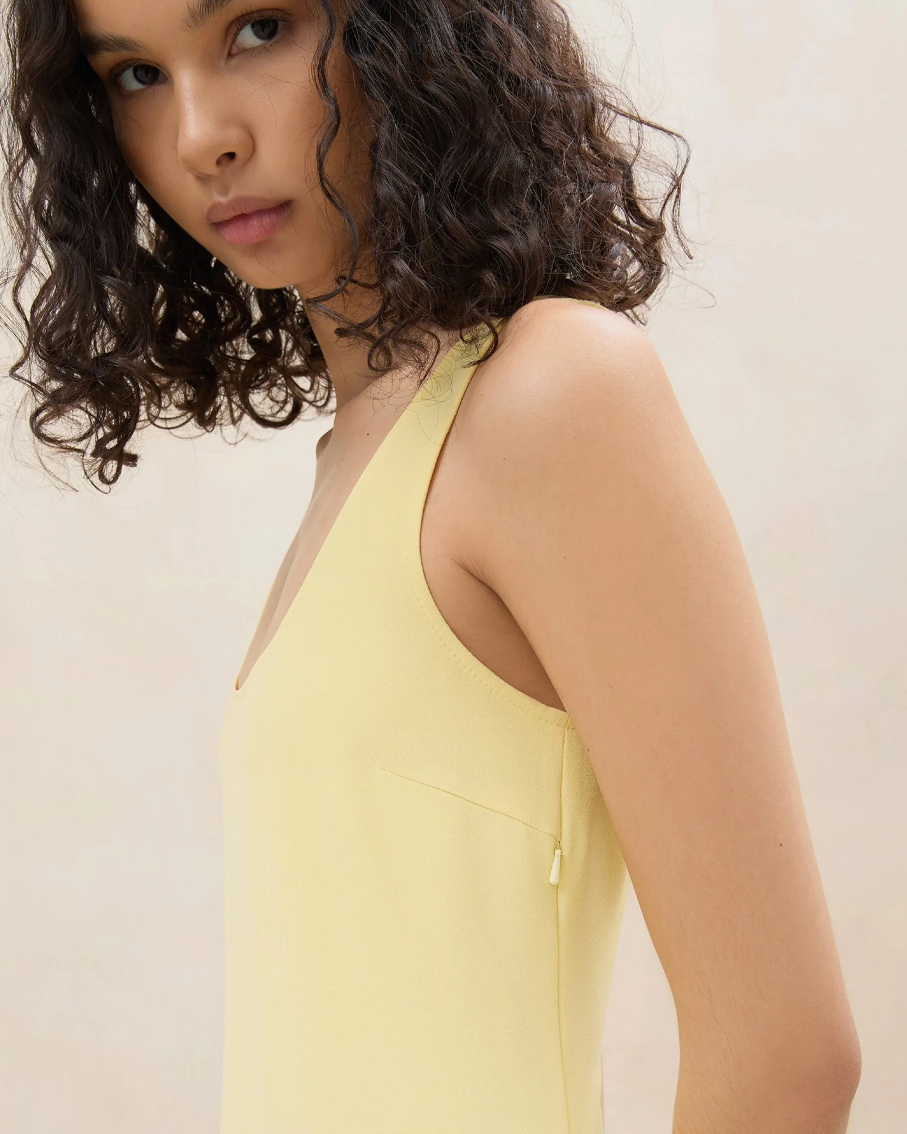 Soren Yellow Tiered Sleeveless Dress