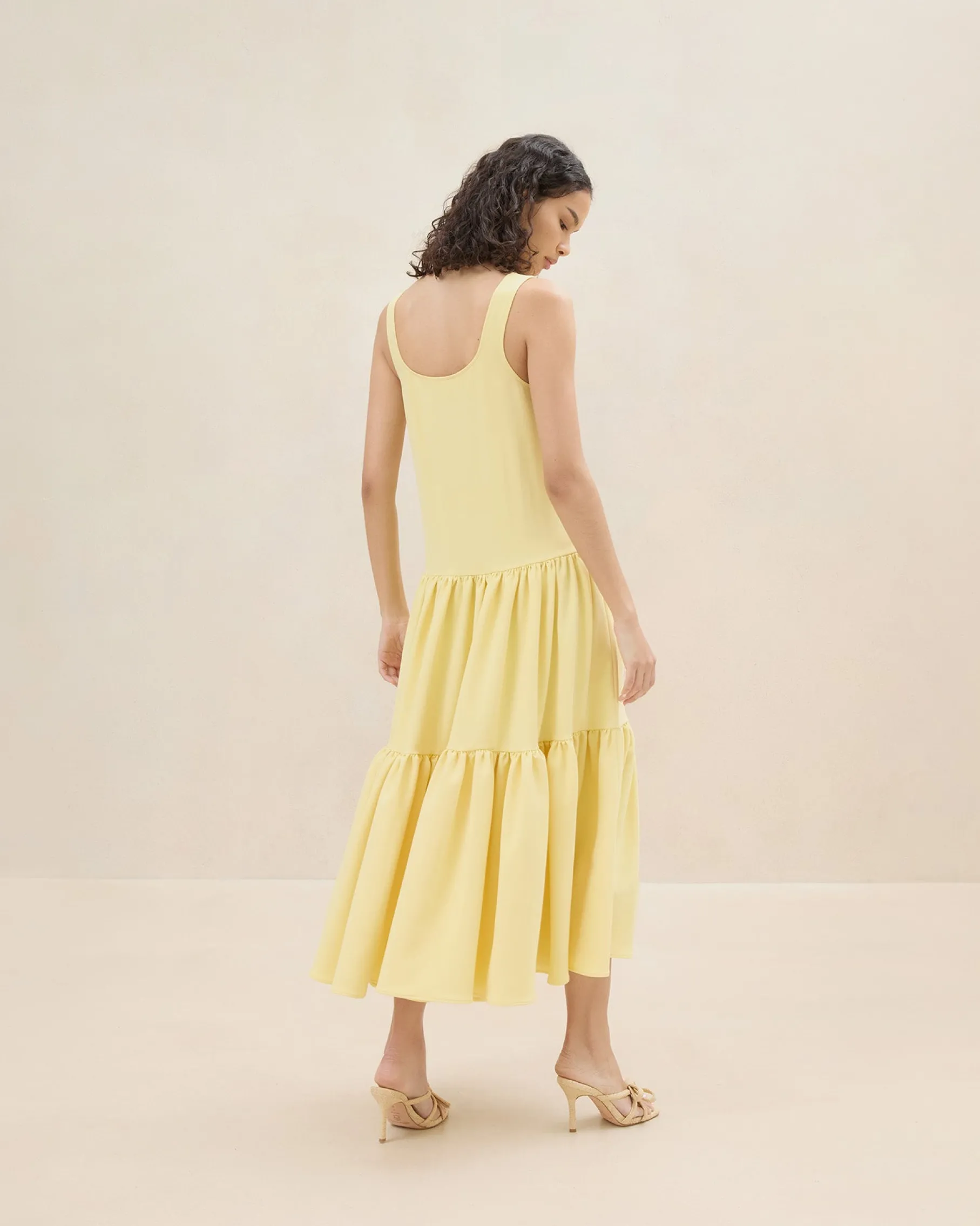 Soren Yellow Tiered Sleeveless Dress