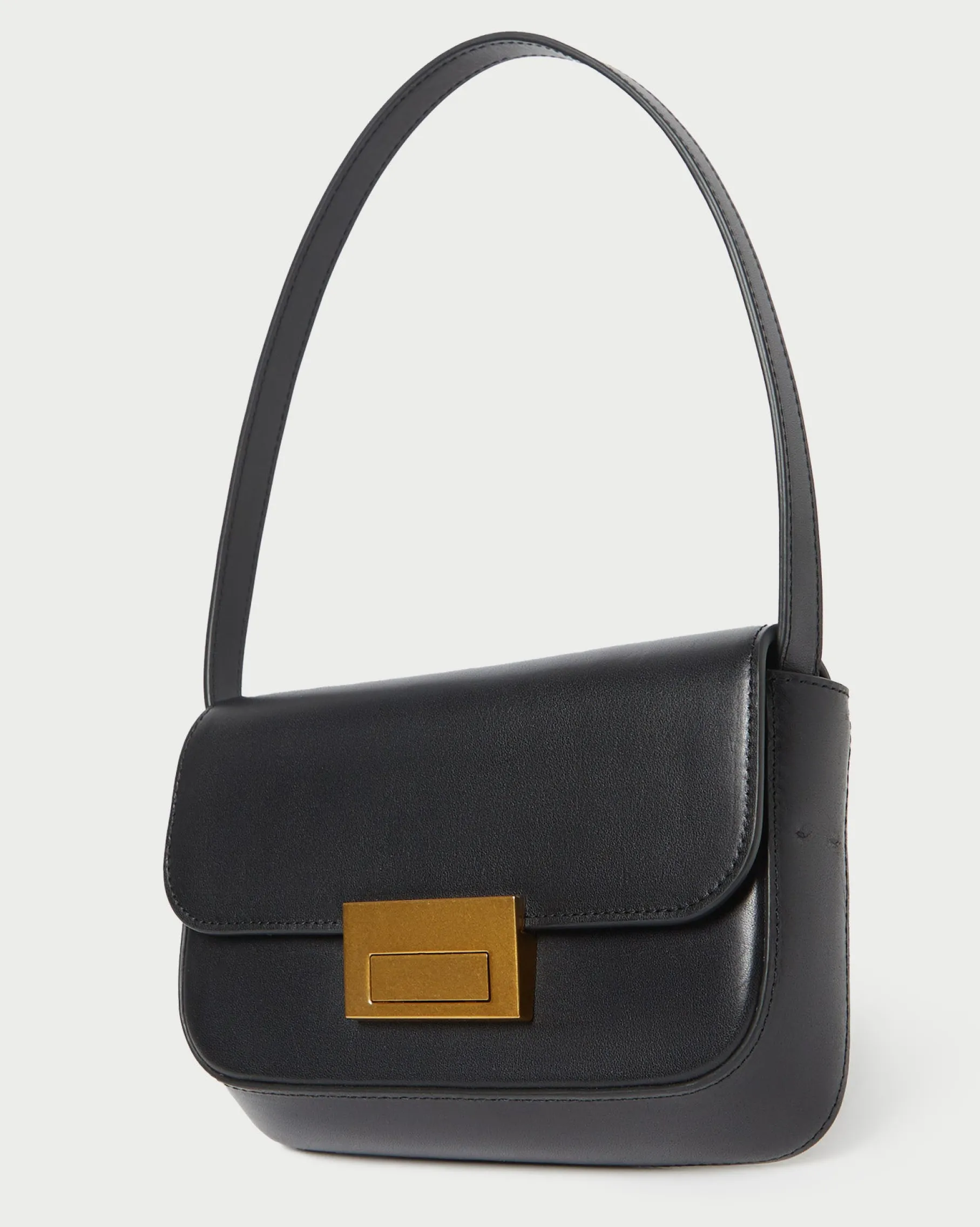 Stefania Black Leather Baguette Bag
