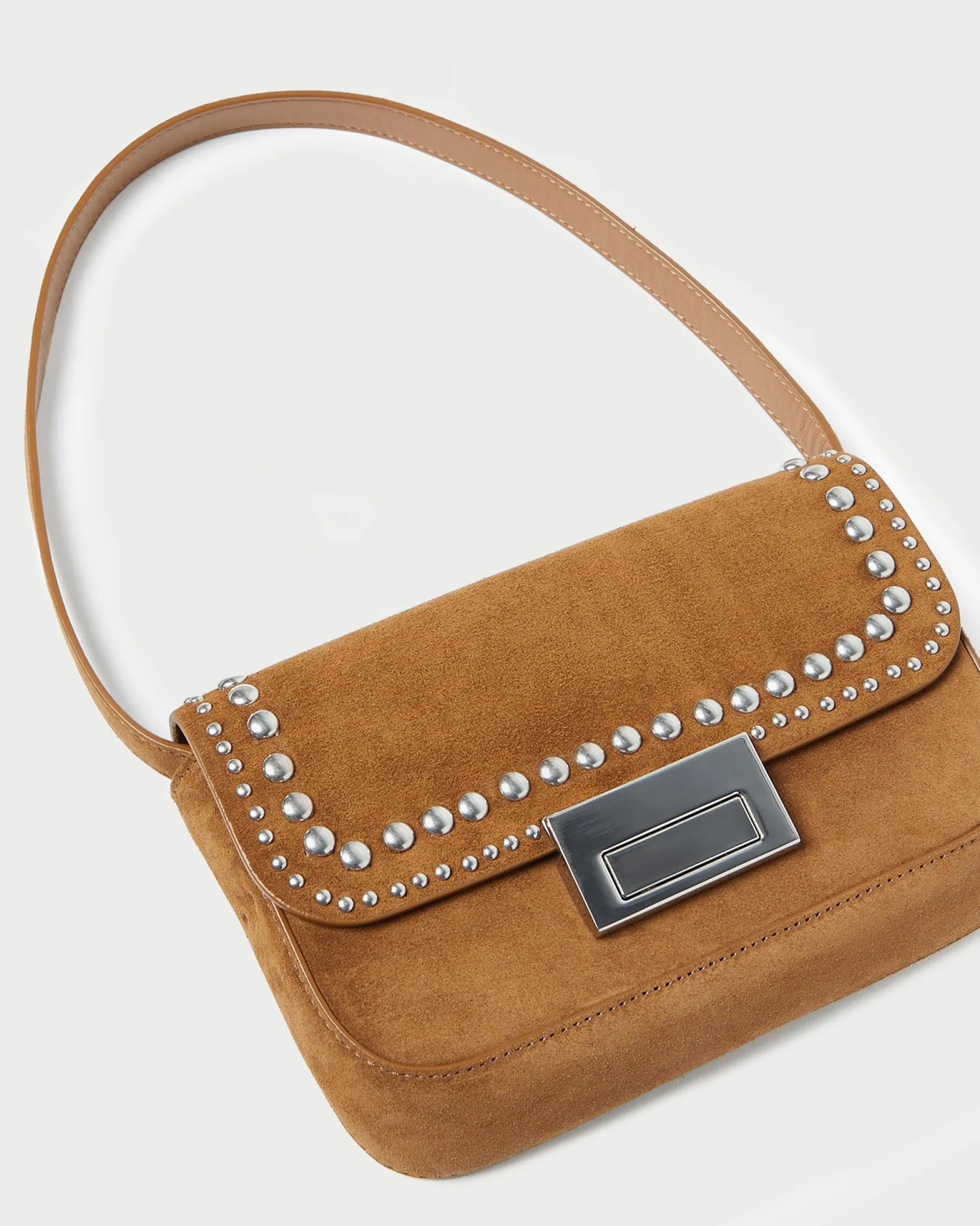 Stefania Black Leather Baguette Bag