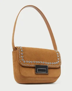 Stefania Black Leather Baguette Bag