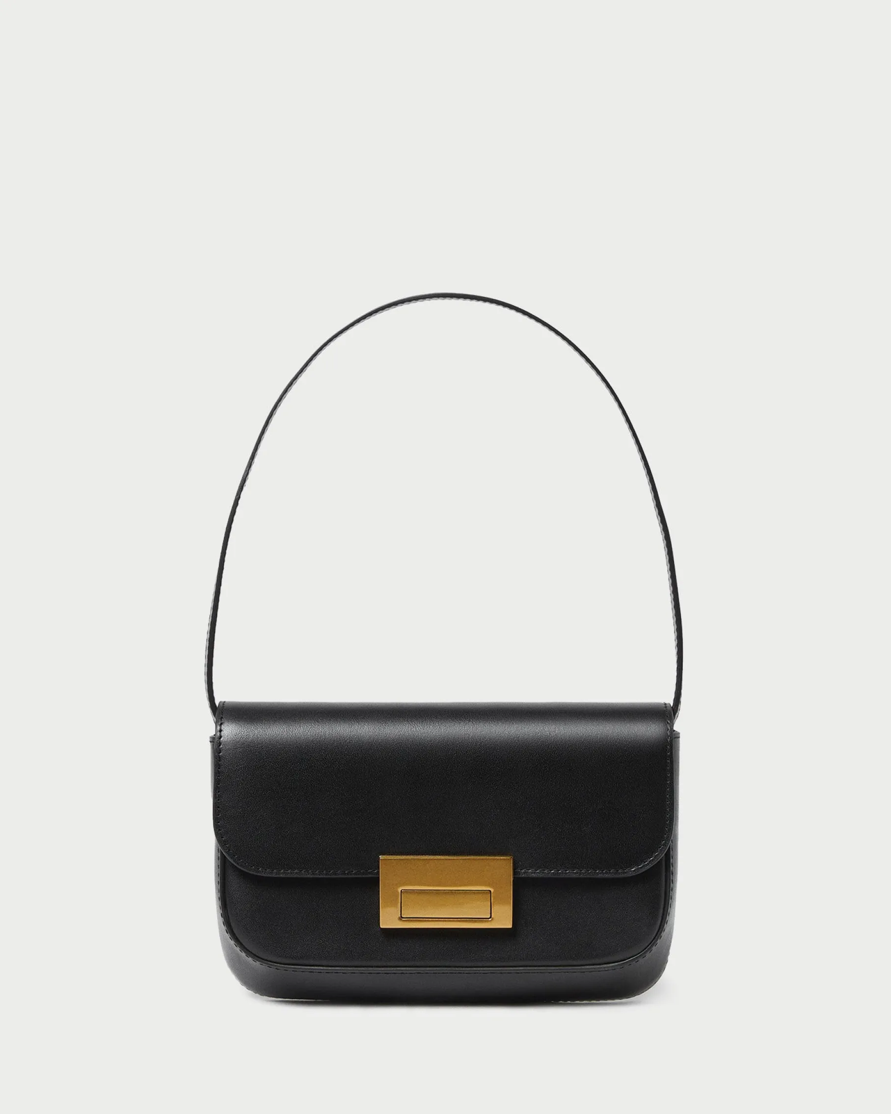 Stefania Black Leather Baguette Bag