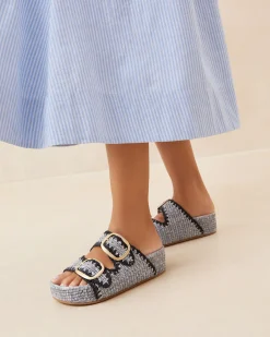 Theo Cream Raffia Footbed Sandal