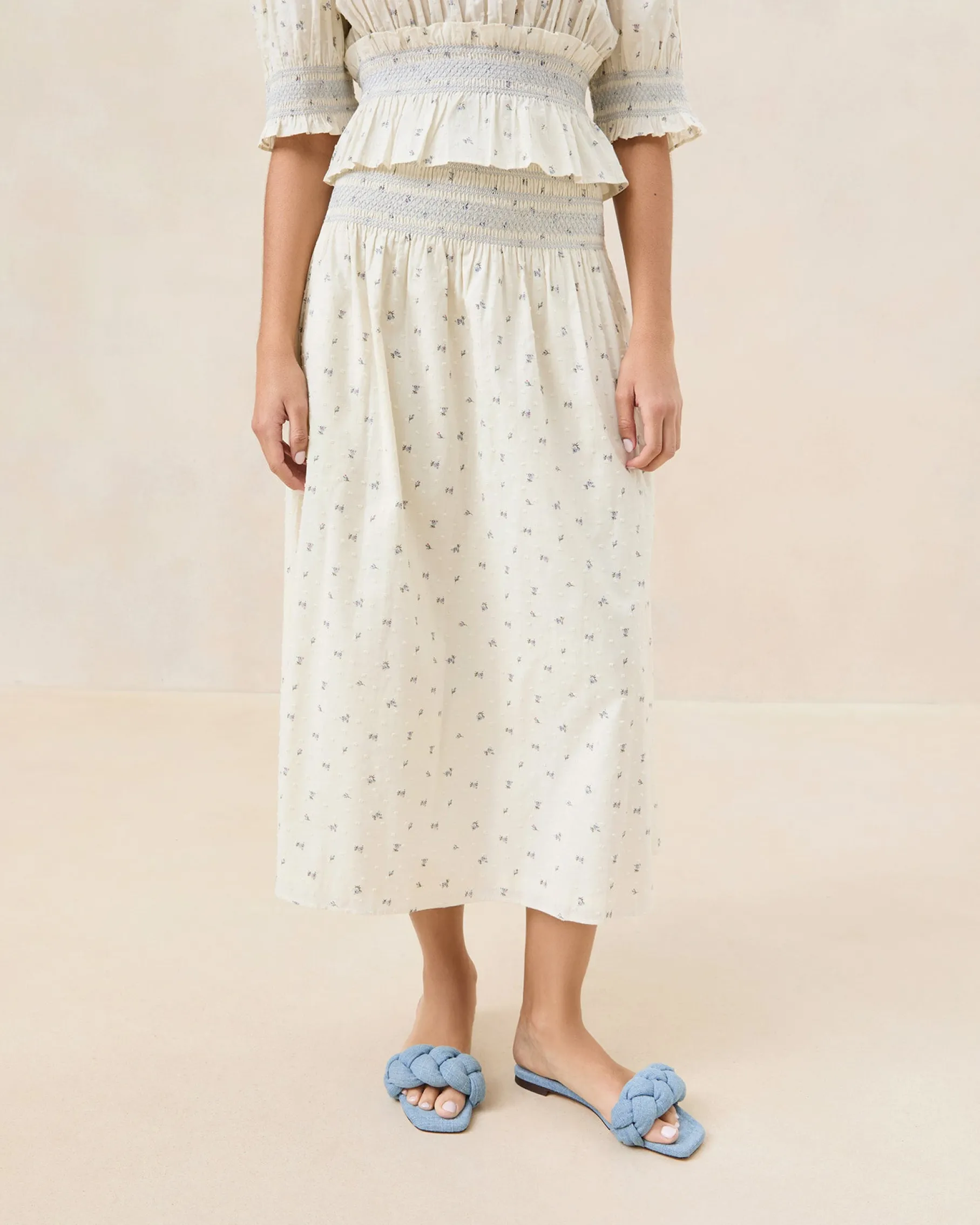 Theodora Red Floral Cinched Skirt