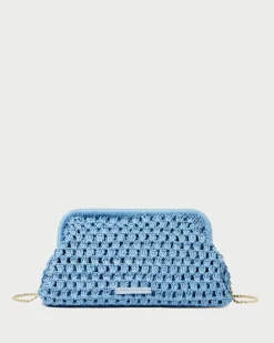 Trudie Blue Crochet Frame Clutch