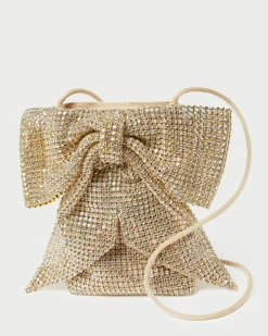 Violet Gold Diamanté Bow Crossbody