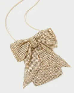 Violet Gold Diamanté Bow Crossbody